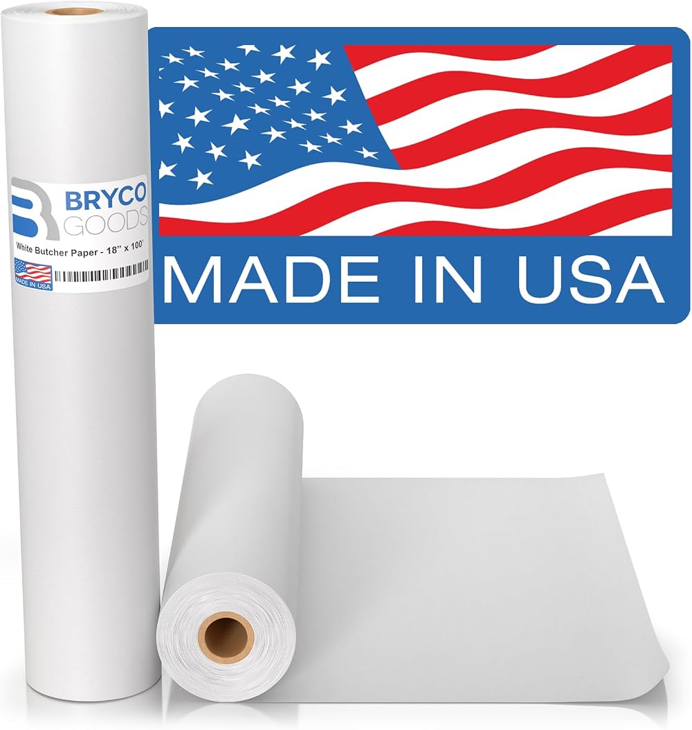 Bryco Goods White Kraft Butcher Paper Roll 18" x 100' Food Grade for Meat
