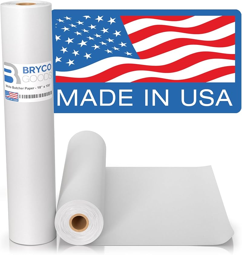 Bryco Goods White Kraft Butcher Paper Roll 18" x 100' Food Grade for Meat