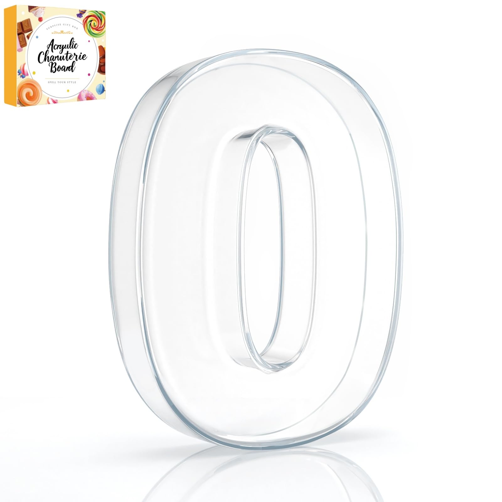 Photo 1 of 10" Acrylic Charcuterie Letters Fillable Tray, Reusable Alphabet Number Shaped Serving Plates for Charcuterie Board, Display Fruit, Candy, Cake, Party Decor, Birthday, Anniversary?0?