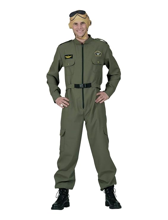 TrendClub100® Top Gun Pilot Kostüm Tom Jumpsuit Overall für Erwachsene Herren (48-50)