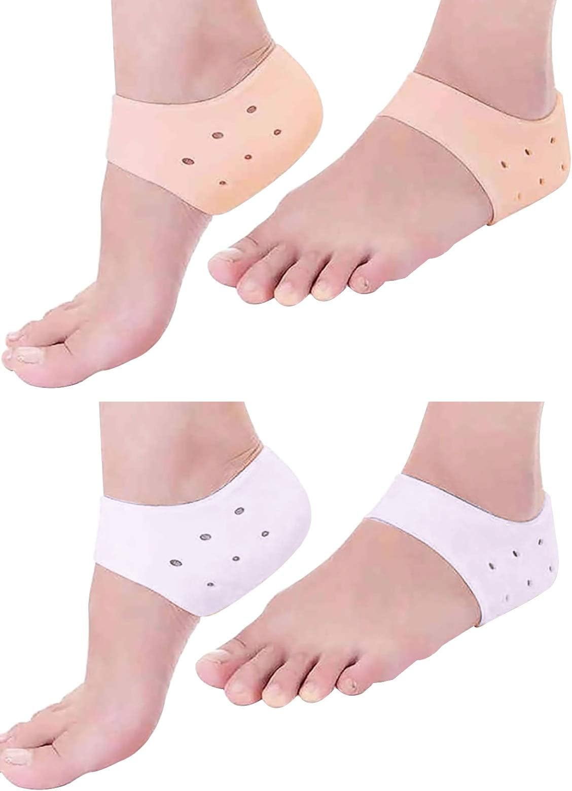 IZZORI Silicone Gel Heel Socks for Dry Hard Cracked Heel Repair Pad, Swelling & Pain Relief, Plantar Fasciitis Foot Care, (Free Size, 2 Pair)