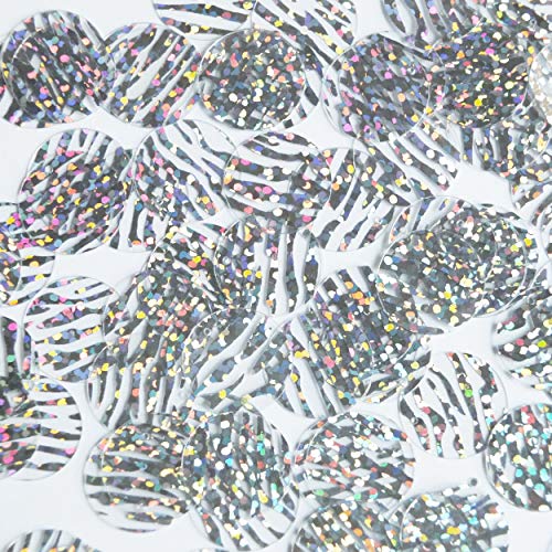 Round Flat Sequin 15mm Top Hole Silver Tiger Stripe Transparent Hologram Glitter Sparkle. Couture Paillettes. Made in USA