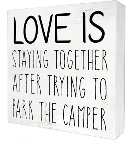 "Home Is Where We Park It" Camper Desk Sign - Plastic Camping Decor Plaque For RV, Farmhouse, Or Family Room