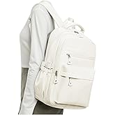 Lendolk Backpack for College Students Women Men, Aesthetic Backpacks for Middle School, Waterproof Bookbag, Lightweight High School Backpack for Teens Boys Girls(Beige)