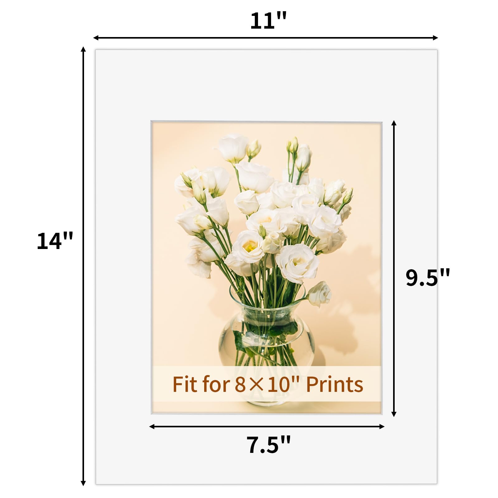 10 Pack Picture Frame Mats, 11x14 Matted to 8x10 Photo Mats, Acid Free Picture Matting for Pictures Photos Watercolor Artwork (White)