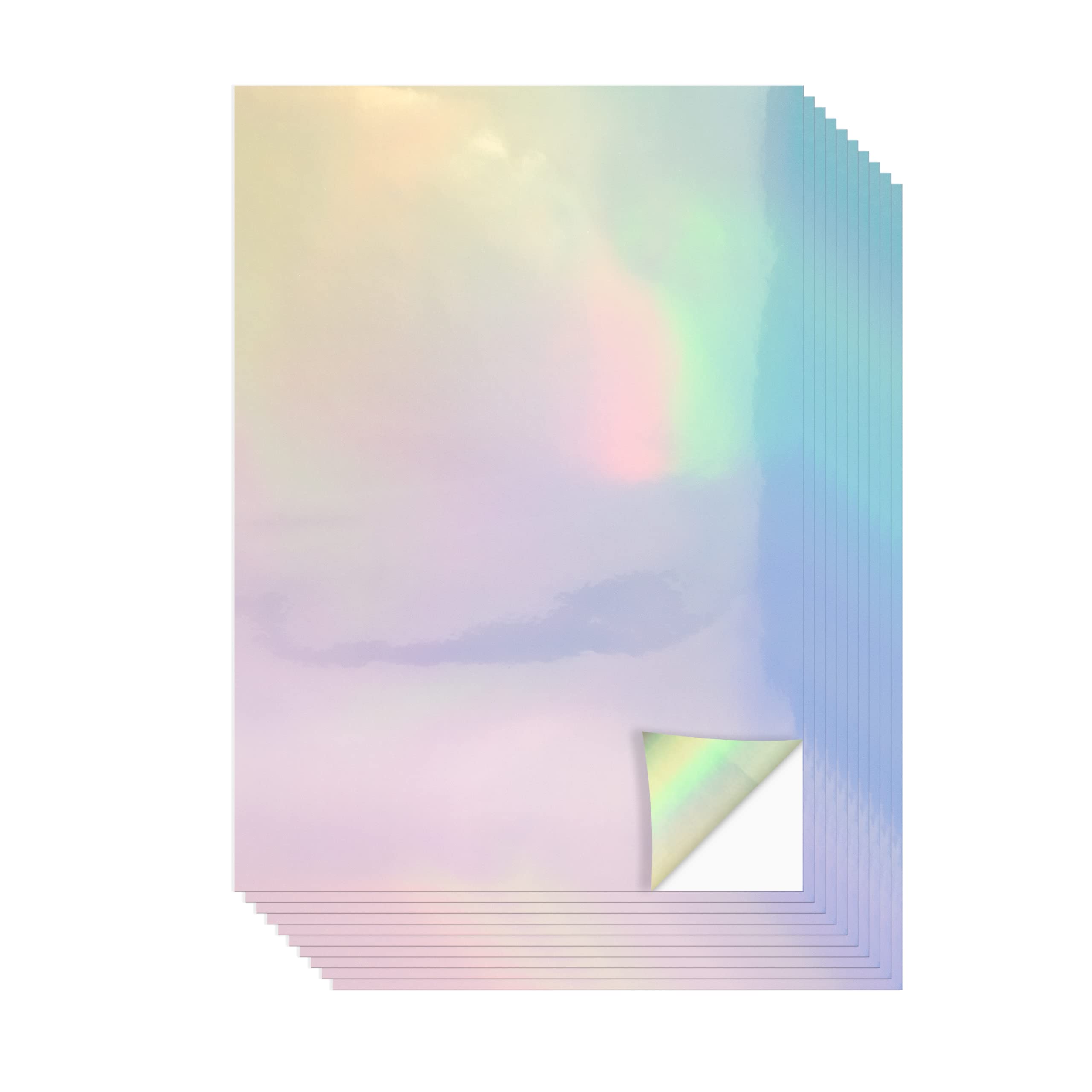 Evergreen Goods 10 Sheets A4 Holographic Silver Printable Vinyl - Waterproof Glossy Paper for Inkjet & Laser Printer | Perfect for Cricut & Silhouette Cutters, Stunning Designs (Plain - No Pattern)