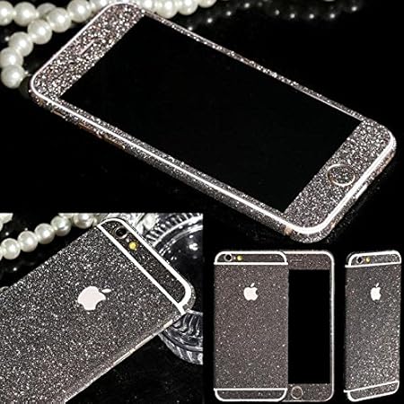 Skins4u® Glitzerfolie Skin Set im Diamond Look Bling Glamour Design iPhone 6 6s 4,7' Schutzfolie SCHWARZ inkl. Displayschutz 
