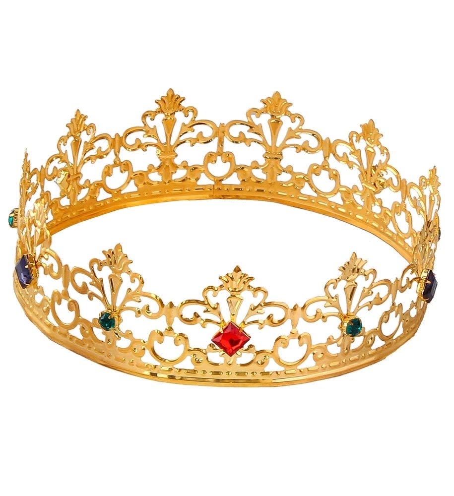Widmann 09561 - Royal Crown with Gemstones, Jewellery, Headpiece, King, Carnival, Theme Party
