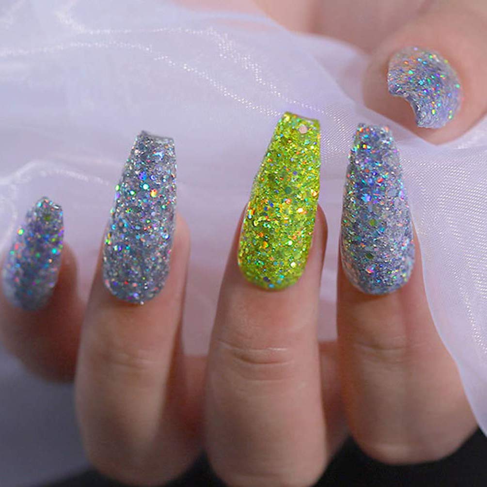 JASSINS 12 Colors Nail Holographic Glitter, Superfine Mixed Nail Sequins Decoration for Nails Art(Light Color): Beauty