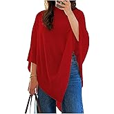 Milumia Women's Poncho Sweater Knitted Pullover Shawls Wraps Capes Dolman Sleeve Tops