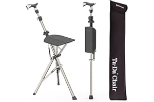 STEP2GOLD Ta-Da Chair Series 1 Pro, Portable Trekking Hiking Pole, Folding Walking Stick with Seat, Walking Cane with Chair, Foldable Chair, Lightweight Aluminum, Easy Carry and Storage, Anti-Slip