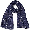 Tinpia Fashion Scarf for Women, Lightweight Colorful Shawl with Star Moon Pattern for Girls Ladies Women