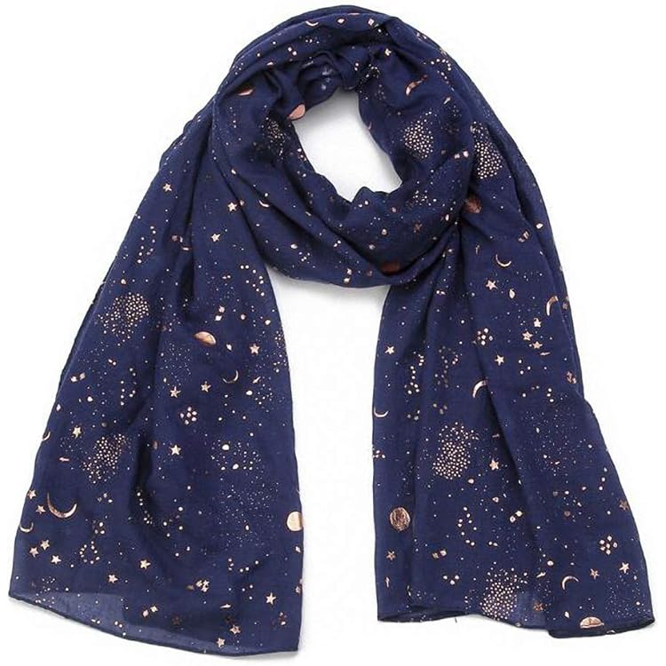 Bagea-Ka Moon Space Planet Stars Galaxy Universe Pattern Scarf