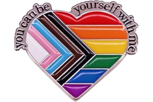 GYCQRS You Can Be Yourself With Me Enamel Pin Rainbow Heart Brooch Safe Space Trans Flag LGBT Pride Gay Badge Pins for Backpacks Accessories Jewelry Gift