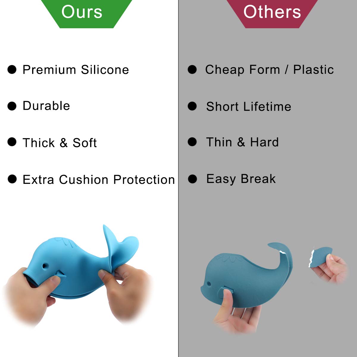 Bath Spout Cover, Faucet Cover Baby Bathroom Tub Faucet Cover Protector for Kids, Bathtub Spout Cover for Baby Kids Toddlers Protection Accessories Baby Safety Universal Bath Silicone Toys Whale Blue