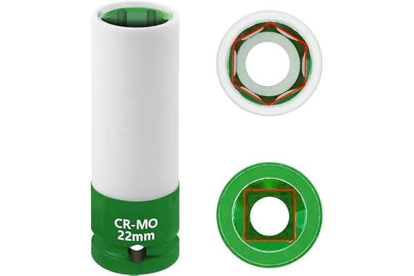 JEUCLEL 22mm 1/2" Drive Wheel Protector Impact Socket, Lug Nut Impact Socket, Non-Marring Lug Nut Thin Wall Deep Socket, Whee