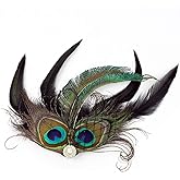 Lovfingu Fascinator Peacock Feather Hair Clips Flapper Headband Art Deco 20's Accessories for Women