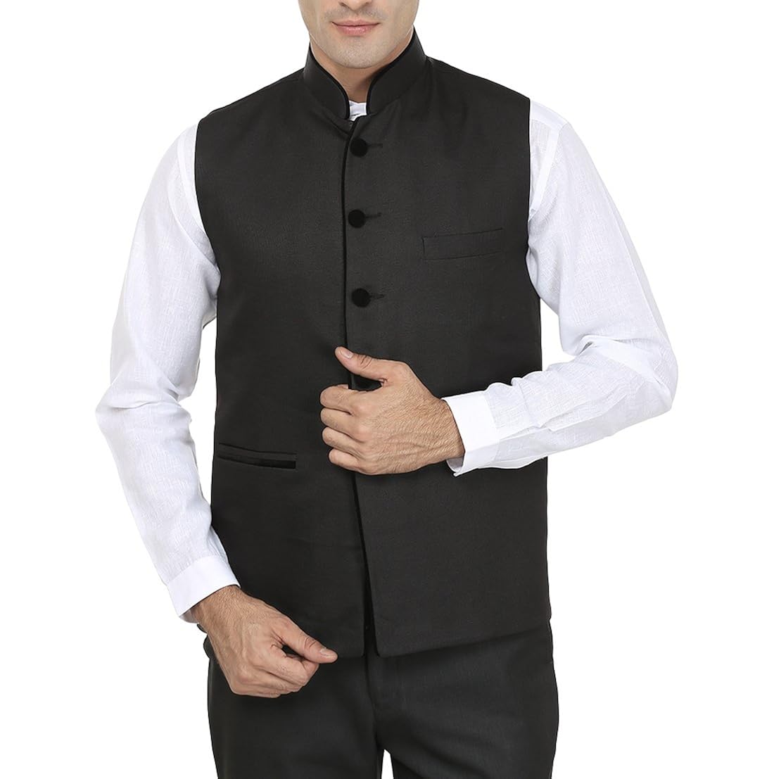wintage men's polyester cotton bandhgala festive and casual nehru jacket waistcoat - available in two colors