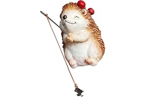 Table Top Display Miniature Hedgehog Fishing Figurine Home Office Decor Creative Brand Scape Accent Miniature Fishing Hedgeho