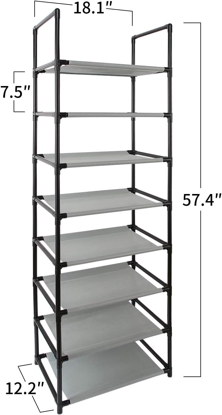 20 pair stackable shoe storage cabinet on Shoe Organizers Black Clewiltess 8 Tier Stackable Shoe Rack 16 20 Pairs Storage Shoe Shelf With Stainless Steel Entryway Shoe Organizer Home Kitchen