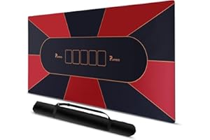 PLAYWUS Easy Cleaning Poker Mat, 70 x 35 Inch Smooth Surface Poker Table Top with Storage Bag, Non-Slip Texas Holdem Poker Mat for Blackjack, Casino, Gambling Games (Wine Red)