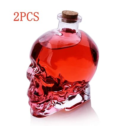 Puruitai 2 Botellas de Cristal vacías con diseño de Calavera ...