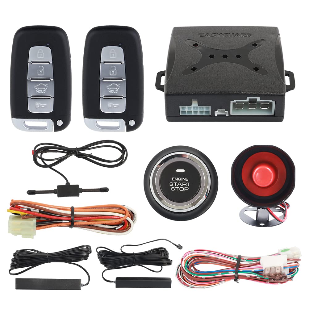 EASYGUARD Car alarm system keyless entry pke remote engine start stop push start stop automatically lock or unlock car door universal version fits for most dc12v cars ec003n-k