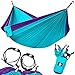 Legit Camping Double Hammock - Lightweight Parachute Portable Hammocks for Hiking, Travel, Backpacking, Beach, Yard Gear Includes Nylon Straps & Steel Carabiners (Violet/Turquoise)