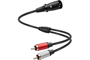CERRXIAN XLR Male to Dual RCA Male Y Splitter Audio Cable, 1FT Balanced 1 XLR Male to Unbalanced 2 RCA Male Y Adapter Cord Go