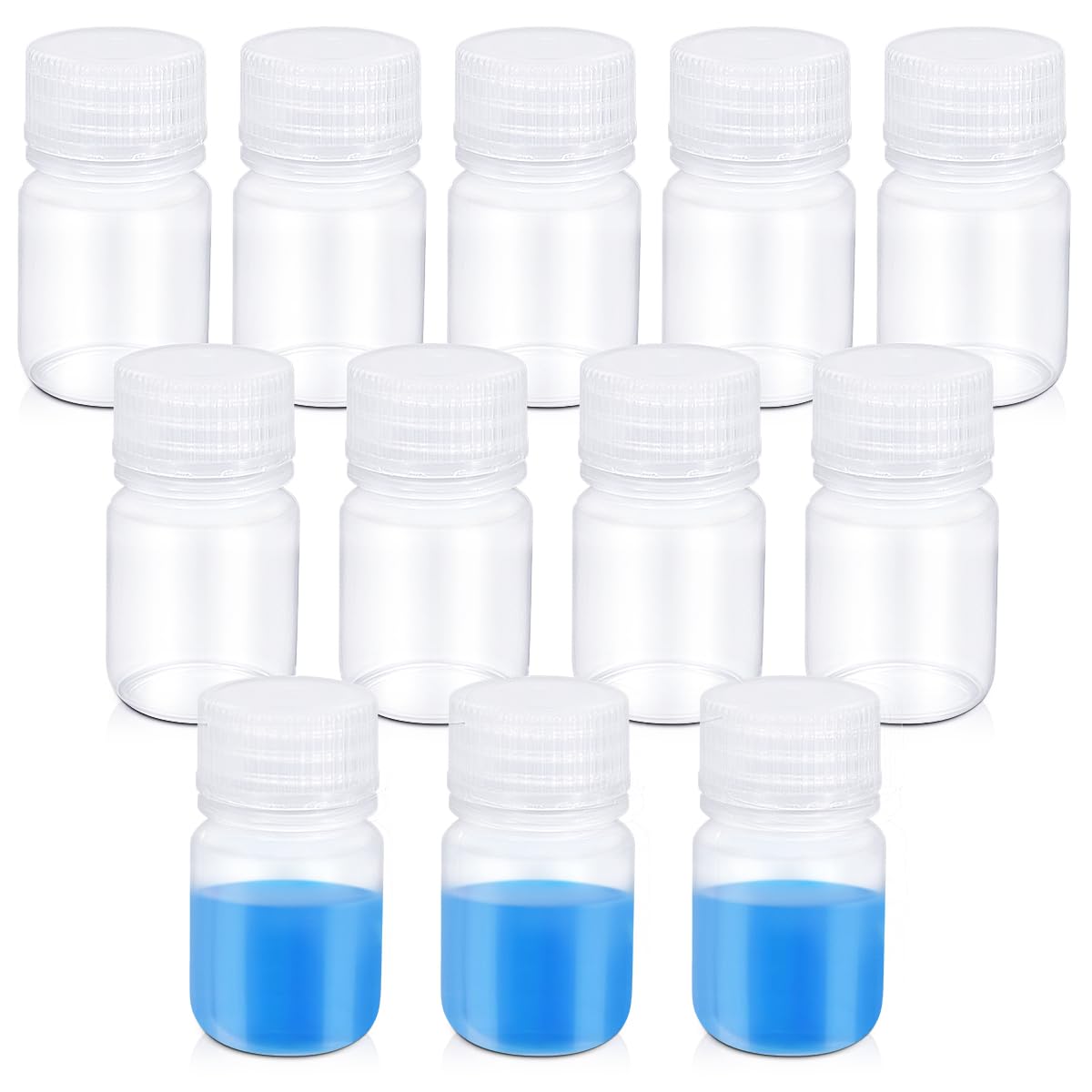 Photo 1 of UMETASS 12 Pack 1oz Plastic Bottles with Lids - Wide Mouth BPA-Free Leak-Proof Sample Containers for Lab Reagents, Pills, Cosmetics, Travel Toiletries & Essential Oils Storage (Transparent, 1OZ/30ML)