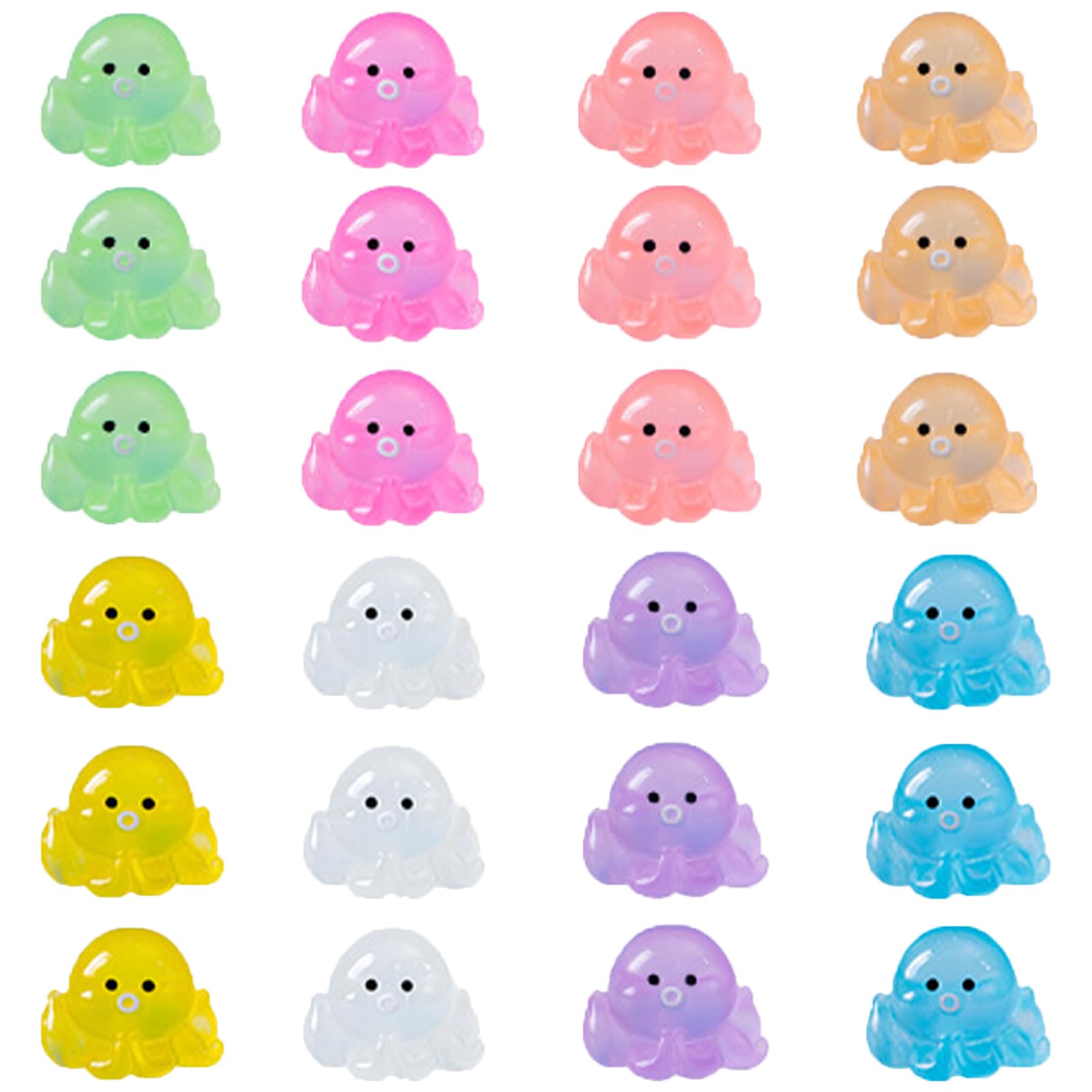 24 PCS Mini Resin Octopodes, Mini Resin Animals Tiny Octopus Figurines Glow in the Dark, Miniature Figurine Luminous Ornaments for Garden DIY Craft Micro Landscape Car Aquarium Dollhouse Decoration