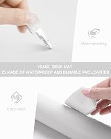 YSAGi Non-Slip Desk Pad Waterproof PVC Leather 60x35 cm White view 5