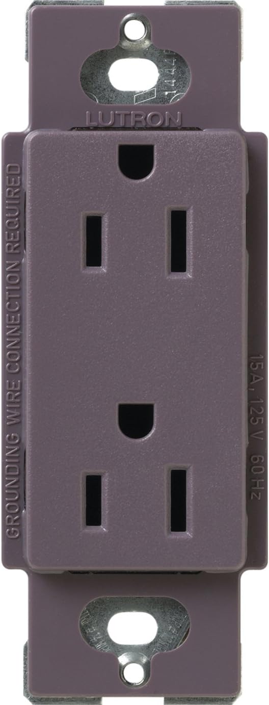 Lutron SCRS-15-TR-PL Satin Colors 15-Amp Duplex Tamper Resistant Receptacle, Plum