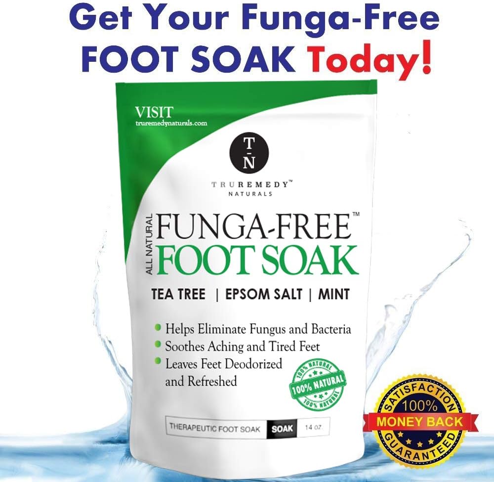 Tea Tree Oil Foot Soak with MSM, Epsom Salt & Mint, Feet Soak Helps Toenail System, Athletes Foot & Stubborn Foot Odor - Foot Bath Salt Softens Calluses & Soothes Sore Tired Feet, 14 Ounce: Health & Personal Care