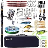 Sougayilang Fishing Rod and Reel Combos, Telescopic Fishing Pole with Fishing Reel Box Line Lures Hooks Accessories Fishing Carrier Bag