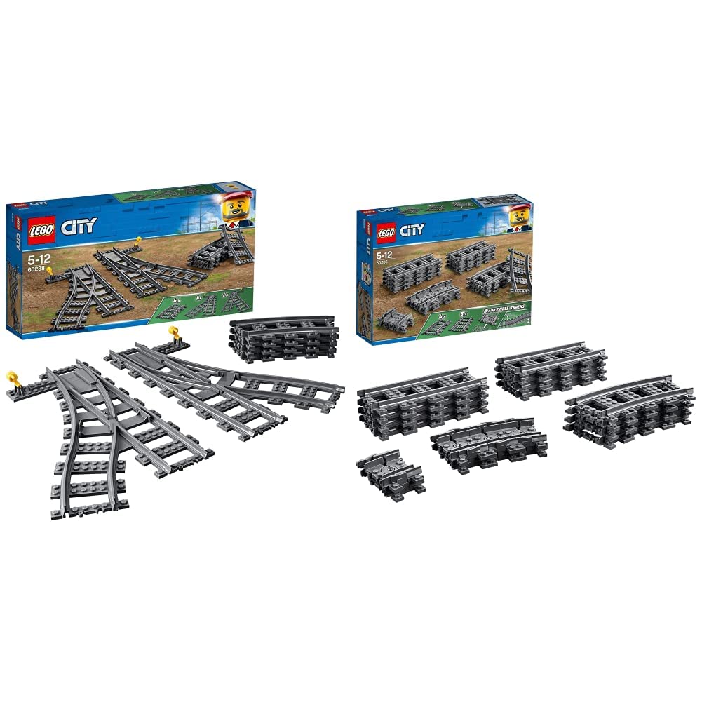 LEGO 60205 City Tracks 20 Pieces Extention Accessory Set & 60238 City Switch Tracks 6 Pieces Extention Accessory Set