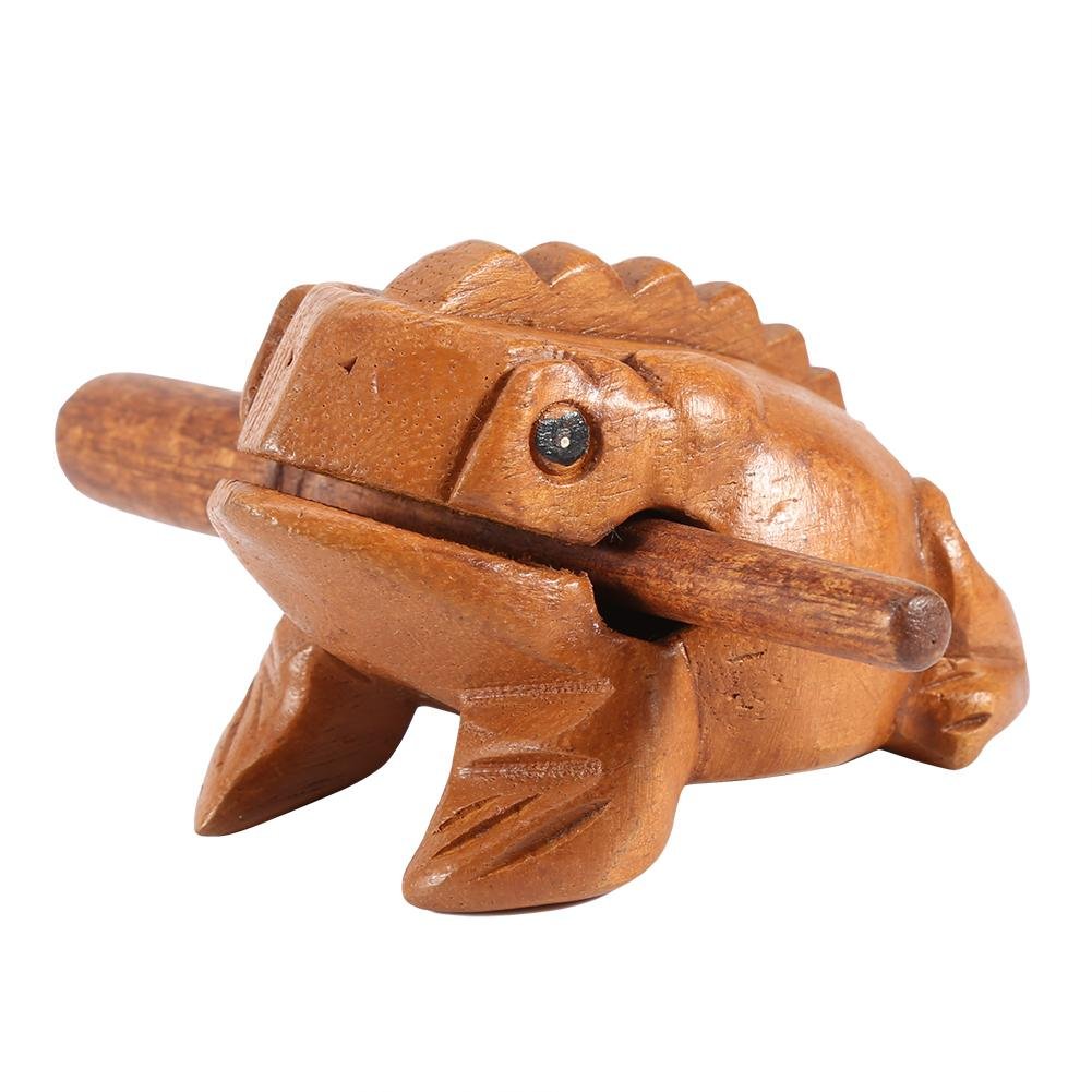 Wooden Frog, Frog Instrument Frog Ornament, Thailand Traditional Home Office Decor Deluxe Craft Wooden Lucky Frog Croaking Musical Instrument Tone Block, for Art Figurines Decor Miniatures Gift, #3