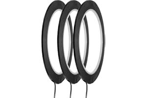 MECCANIXITY Whiteboard Tape 5/64" / 2mm Self Adhesive Graphic Chart Line Tape 72 Yard Grid Marking Stickers for Pinstripe Dry Erase Board Scrapbooking DIY Art Crafts, Black, Pack of 3