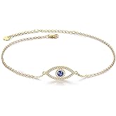 AOBOCO Sterling Silver Anklet for Women Crystal Butterfly Dragonfly Evil Eye Ankle Bracelet
