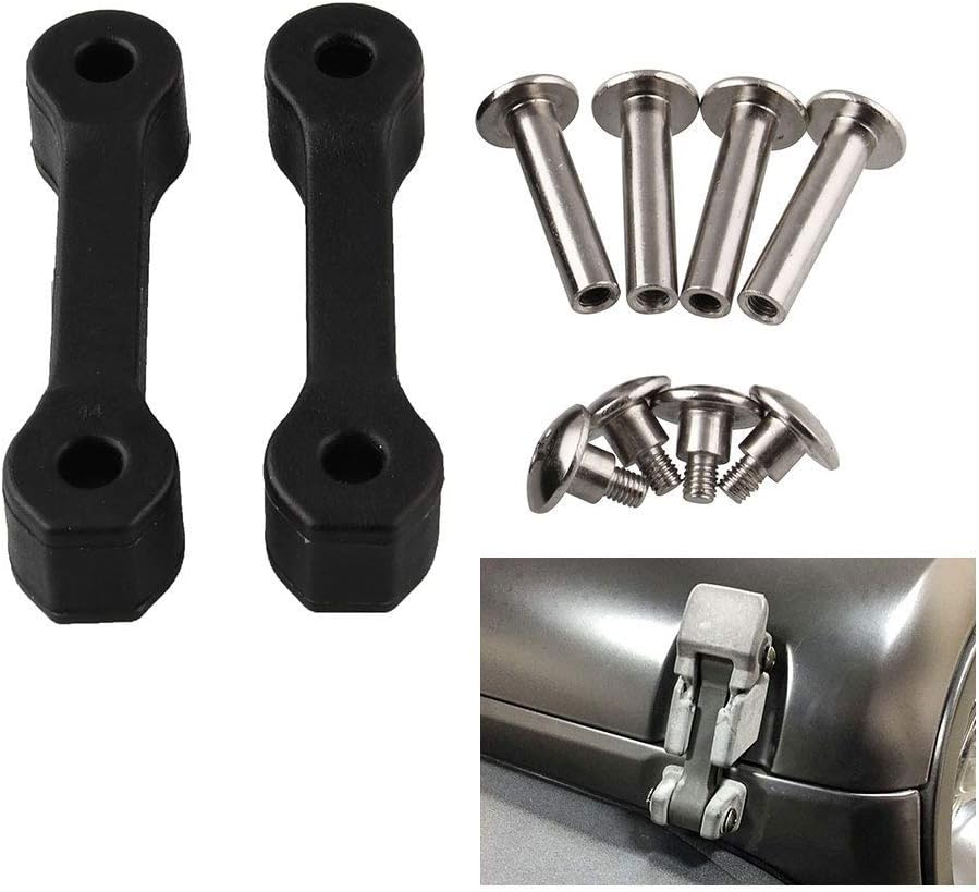 BEESCLOVER For 2007-2017 Jeep Wrangler JK Black Hood Latch Upgrade Kit Stops Shake Rattle black