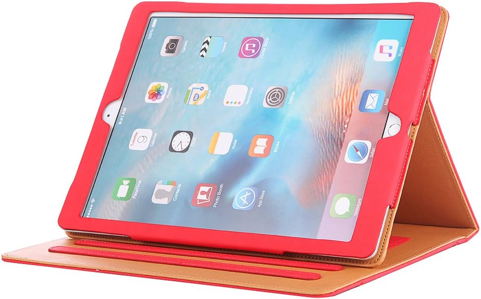 I4UCase Apple iPad 9.7 Inch 2017/2018 (5th/6th Generation) Case - Soft Leather Stand Folio Case Cover for iPad 9.7 Inch, with Multiple Viewing Angles, Auto Sleep/Wake, Document Pocket (Red)