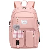 Acmebon Girl Roomy Fashion Laptop Backpack Casual Daily Backpack for Women Pink