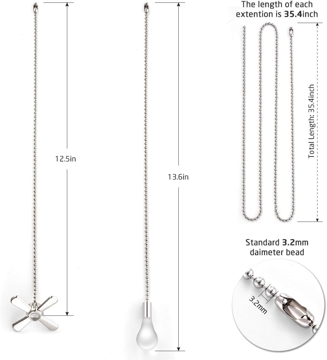 Fan Pull Chain with 35.4 inches Extension, Kinghouse 2 pcs 13.6 inches Copper Beaded Ball Fan Pull Chain Set including Beaded and Pull Loop Connectors, Christmas Holiday Gift Set: Kitchen & Dining