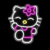 For Kitty LED Neon Cat Wall Light Sign, Pink and White, Dimmable, 14.7x12.5 Inch, USB Powered, Room Decor for Girls Bedroom, Christmas Birthday Gift