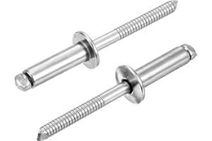 uxcell 25Pcs 1/4"x3/4" 304 Stainless Steel Dome-Head Blind Rivets, Open-End Type Blind Rivets for DIY, Sheet Metal, Automotiv