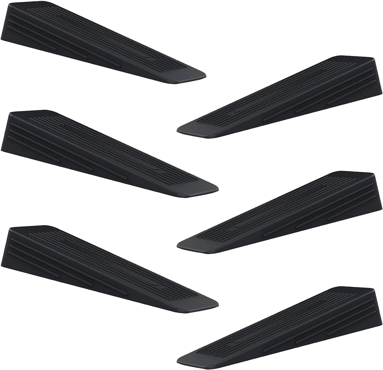 AFFIXERS Door Stop | Door Stoppers for Floor Anti-Skid, Durable, and Heavy Duty Rubber Door Stops | Ideal for All Types of Surfaces | Door Wedges Indoors (Black, Pack of 6)