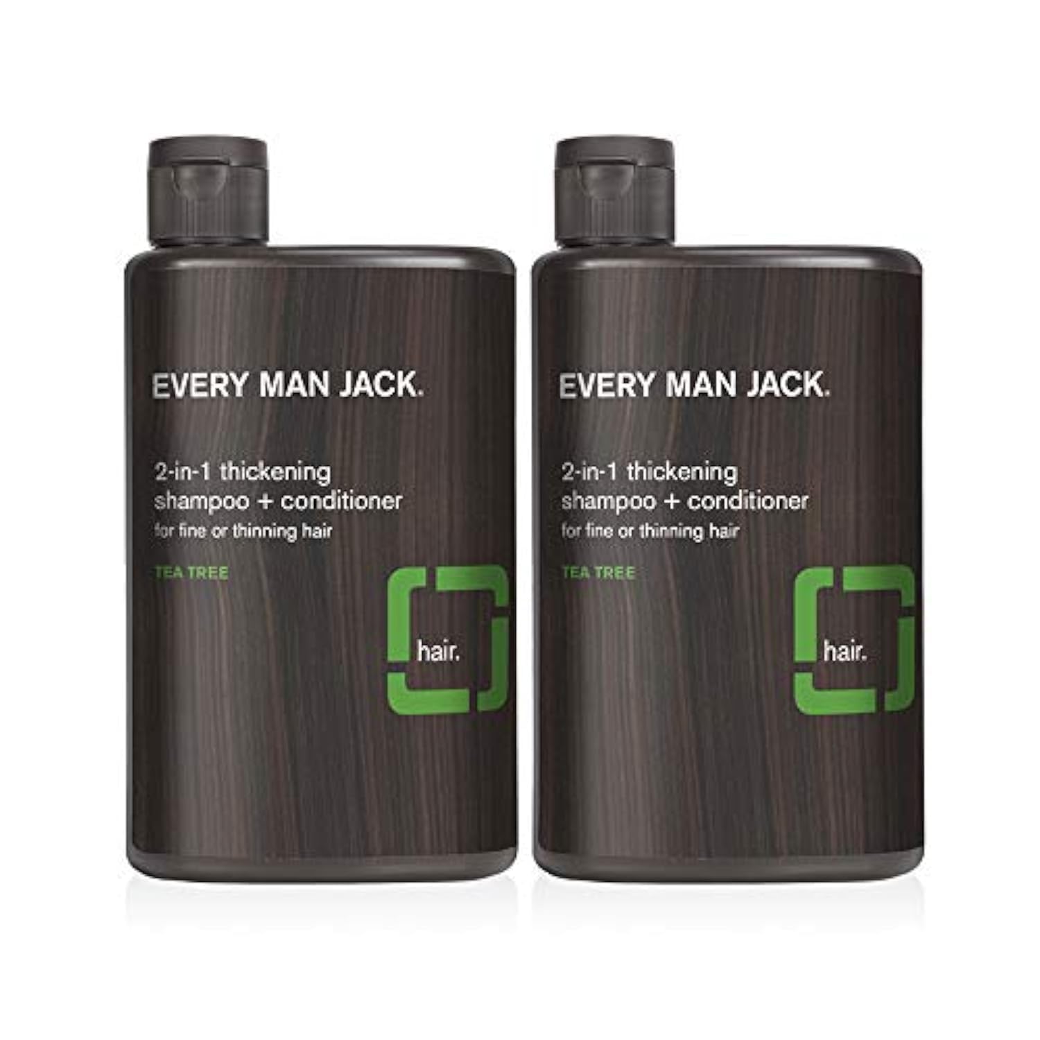 Every Man Jack 2-in-1 Thickening Shampoo - Tea Tree | 400 ml Twin Pack - | Naturally Derived, Parabens-free, Phthalate-free, Dye-free, and Certified Cruelty Free