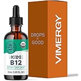 Vimergy Kids USDA Organic Liquid B12 – Promotes Physical Development & Cognitive Function* – Fast-Absorbing Immune Support* – Vegan, Non-GMO – 55 mL