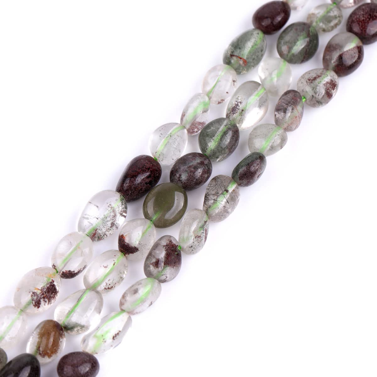 Sweet & Happy Girl's Store 6X8mm Freeform Potato Shape Gemstone Green Ghost Quartz Beads Strand 15 Inch Jewellery Making Beads
