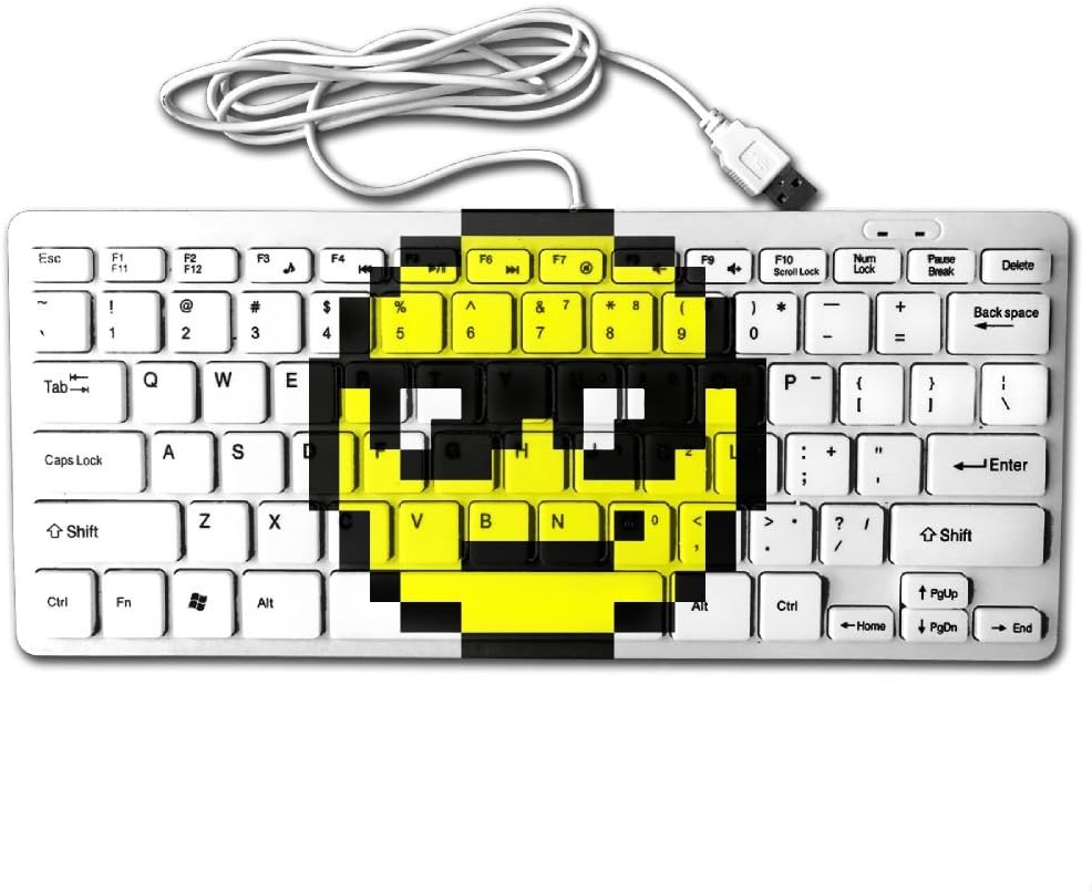 pixel art smiley face mini keyboard wired thin light 78 keys usb for pc computer laptop amazon co uk computers accessories pixel art smiley face mini keyboard
